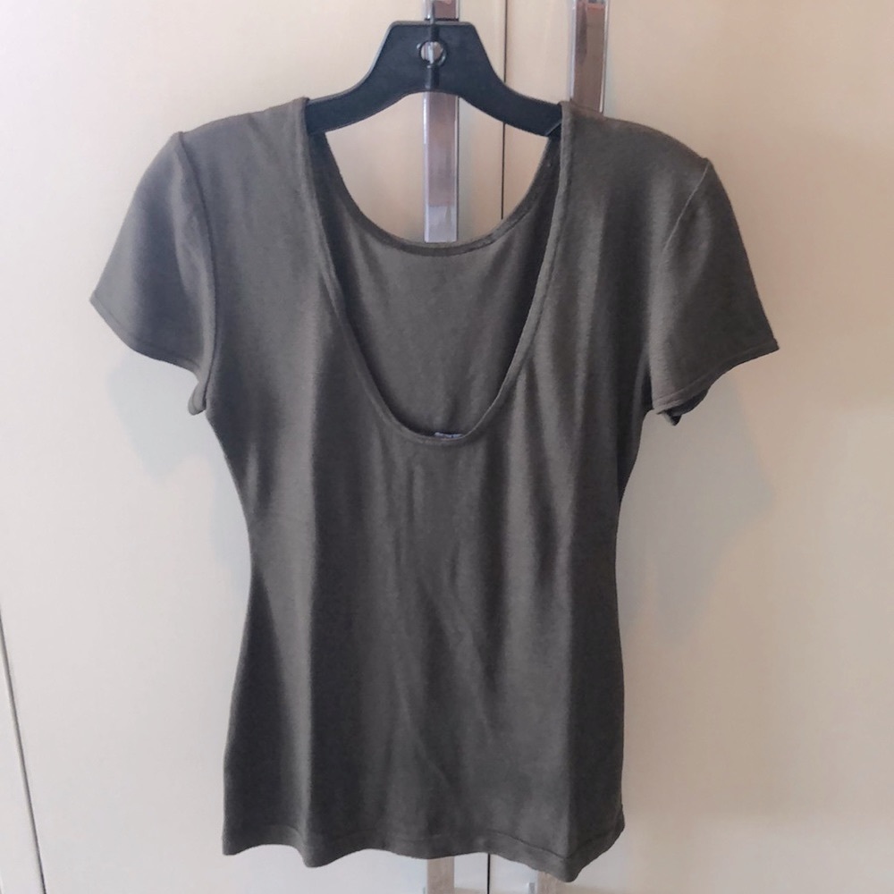 Olive knit scoop back top
